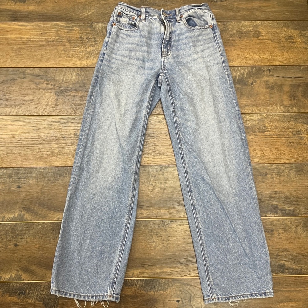 American Eagle Stovepipe Strigid Jeans Light Wash High Rise Size 000 Short